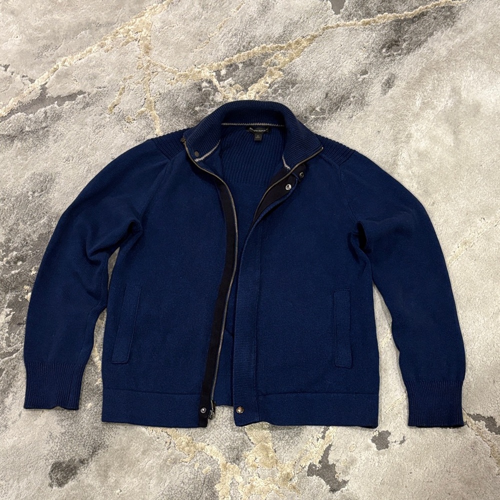 Banana Republic Men's Deep Blue Zip-Up Sweater